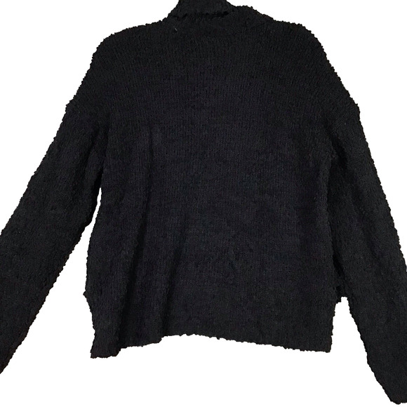 Bobeau Women’s Large Black Popcorn Knit Turtleneck Sweater Hi-Low Hem NWOT - Picture 12 of 13